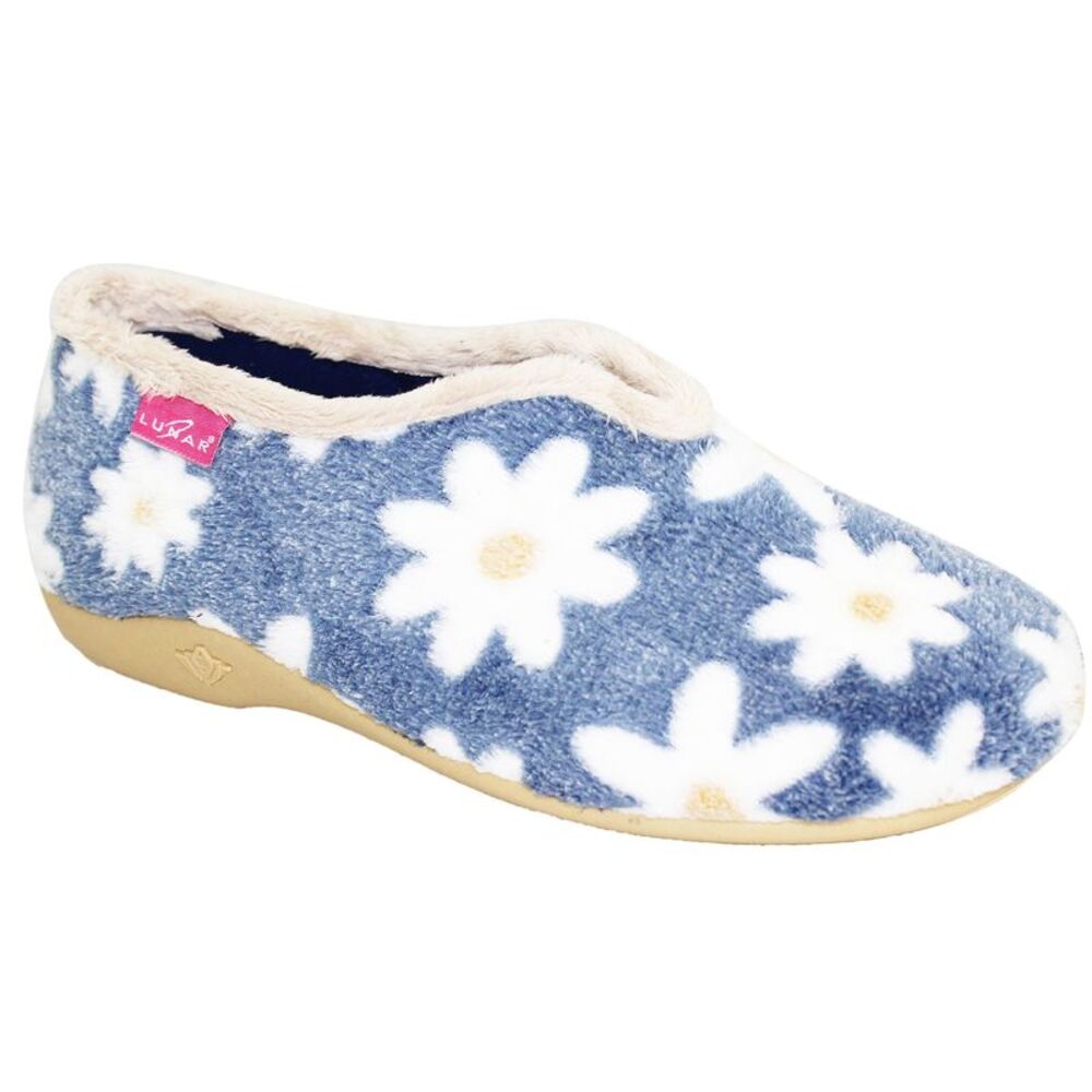 Lunar Womens/Ladies Daisy Slippers / Blue